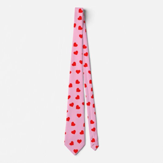 Speelse rode harten pastel roze stropdas (Voorkant)