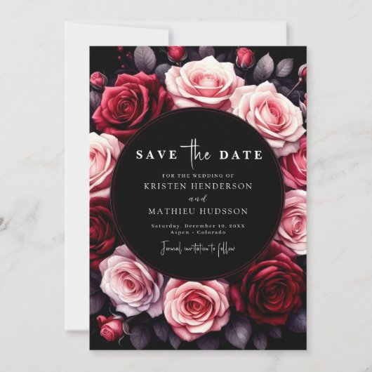 Speelse rode karmozijnrode bruiloft save the date (Voorkant)