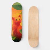 Speelse rode kat wilde bloementuin skateboard (Voorkant)