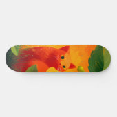 Speelse rode kat wilde bloementuin skateboard (Horizontaal)