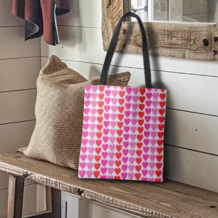 Speelse Rode Roze Fuchsia Harten Valentijnpatroon Draagtas