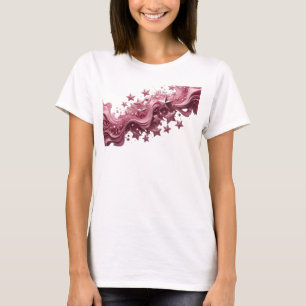 Speelse Rode ROZE STERREN Tekst Ontwerp T-shirt