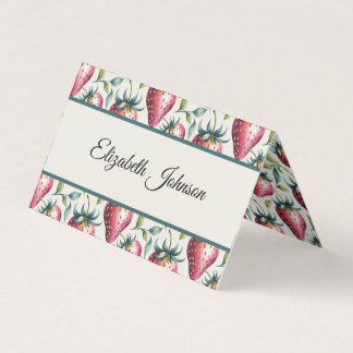 Speelse Roze Aardbei Zomer Fruity Naam Kaart