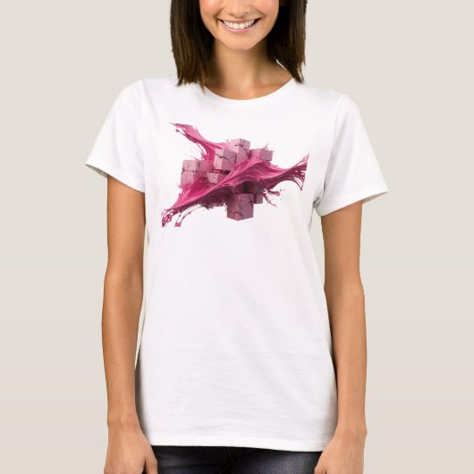 Speelse Roze Abstracte Kubussen Custom Shirt (Voorkant)