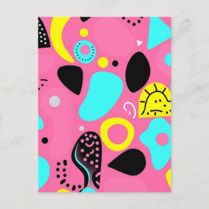Speelse roze abstracte vormenpatroon briefkaart