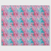 Speelse Roze en Turquoise Vloeibare Abstracte Patr Cadeaupapier (Vlak)