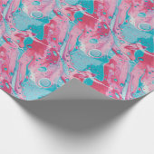 Speelse Roze en Turquoise Vloeibare Abstracte Patr Cadeaupapier (Hoek)
