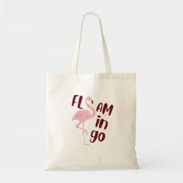 Speelse roze flamingo typografie kunst tote bag