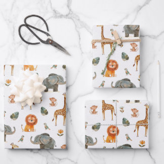 Speelse Safari Dieren Gift Wrapping Paper (v.2)