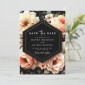 Speelse Sage Peach bruiloft Save The Date (Staand voorkant)