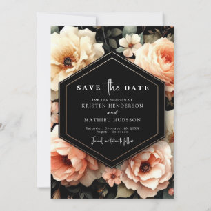 Speelse Sage Peach bruiloft Save The Date