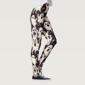 Speelse Scary Ghost Pattern voor Halloween Night Leggings (Rechts)