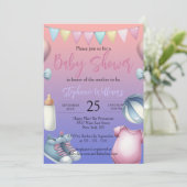 Speelse Schattige Pastel Essentials Baby shower Kaart (Staand voorkant)