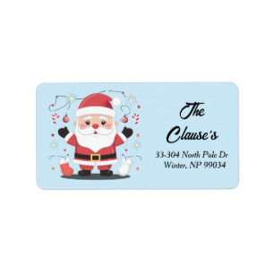 Speelse Schattige Santa Claus Retour Adreslabel Etiket