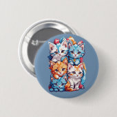 Speelse Schattigee Kawaii Katten Ronde Button 5,7 Cm (Voorkant /achterkant)