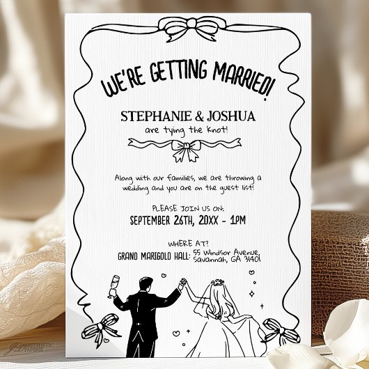 Speelse Schattigee paar illustratie Sla de datum o Kaart