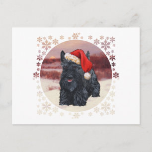 Speelse Scottie Kerstman in de Sneeuw Feestdagenkaart