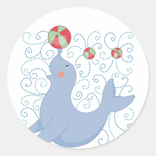Speelse Seal Tshirts en geschenken Ronde Sticker (Voorkant)
