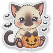 Speelse Siamese Kitten – Mooie Halloween Sticker (Voorkant)