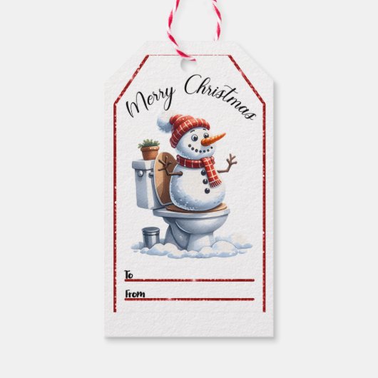 Speelse sneeuwman Kerst labels Cadeaulabel (Achterkant)