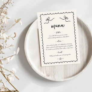 Speelse speelse retro handgetekende Franse bruilof Menu