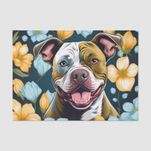 Speelse Staffordshire Bull Terrier Bloemen Tissuepapier