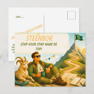Speelse Steenbok Verjaardagskaart voor [Hem] Briefkaart