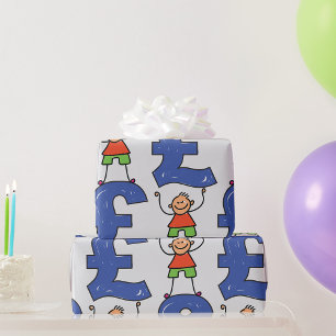 Speelse Stick Figure Staand op Pond Cadeaupapier