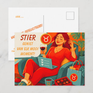 Speelse Stier Verjaardagskaart voor [Haar] Briefkaart