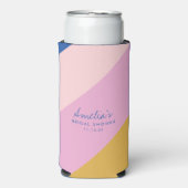 Speelse Strepen Blauw Geel Aangepaste Bruidsdouche (Seltzer Voorkant)