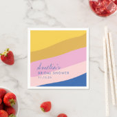 Speelse Strepen Blauw Geel Aangepaste Bruidsdouche Servet (Insitu)