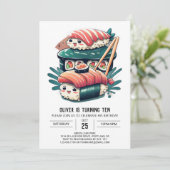 Speelse Sushi Rolls bewerkbare verjaardag Kaart (Staand voorkant)