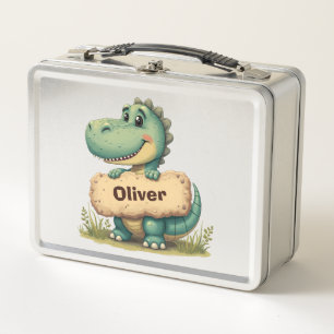 Speelse T-Rex met stenen naam bord