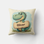 Speelse T-Rex met stenen naam bord Kussen (Achterkant)