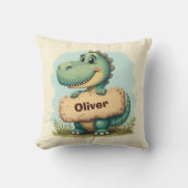 Speelse T-Rex met stenen naam bord Kussen (Voorkant)