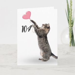 speelse tabby kat voor 104e verjaardagskaart kaart
