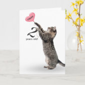 Speelse tabby kat voor 2e verjaardag kaart (Gele Bloem)