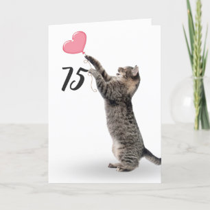 Speelse tabby kat voor 75e verjaardag kaart