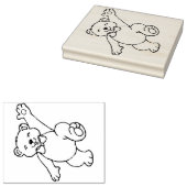 Speelse teddybeer rubberen stempel (Gestempeld)