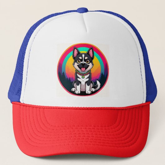 Speelse tekenfilmhond trucker pet (Voorkant)