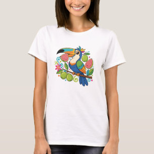 Speelse Toekan Guave Tropische Vogel Fruit Ontwerp T-shirt