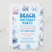 Speelse Tropische Zomer Strand Verjaardagsfeest Kaart (Voorkant)