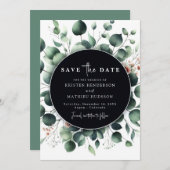 Speelse Typografie Eucalyptus Digital Wedding Save The Date (Voorkant / Achterkant)