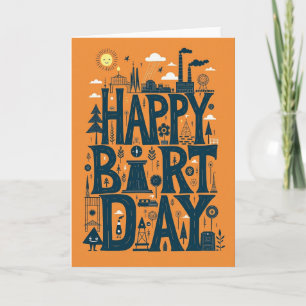 Speelse typografische verjaardagskaart kaart