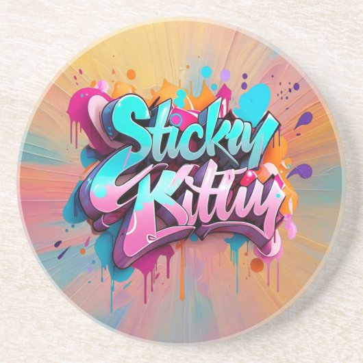 Speelse urban vibes zandsteen onderzetter (Voorkant)