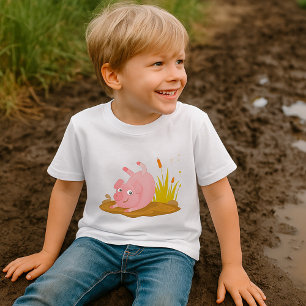 Speelse varken in modder Grappig boerderijdier T-shirt