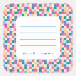 Speelse veelkleurige blokken Lijst Sticker