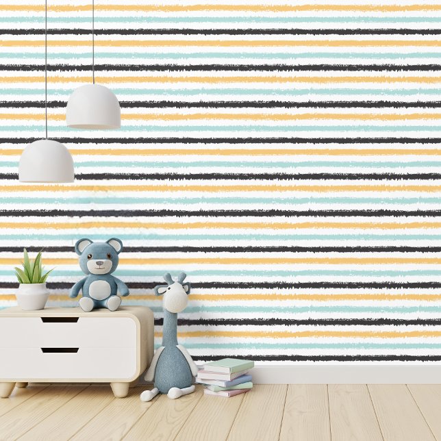 Speelse verfstrepen behang (Whimsical contemporary stripes, the perfect wallpaper for any room!)