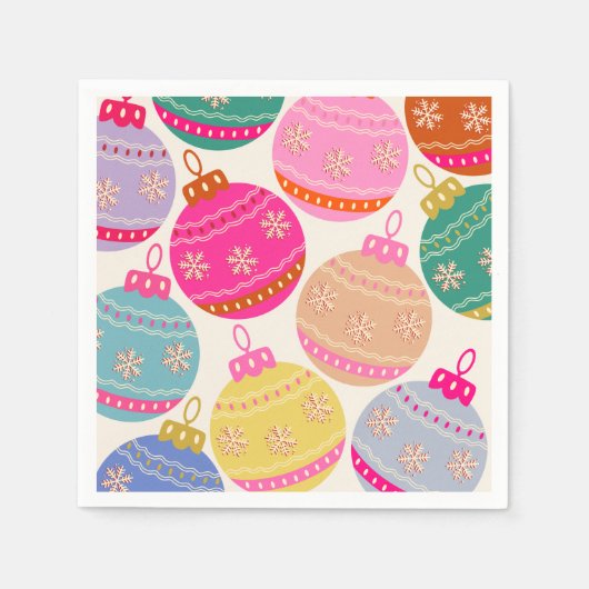 Speelse vintage kerstballen servet (Voorkant)