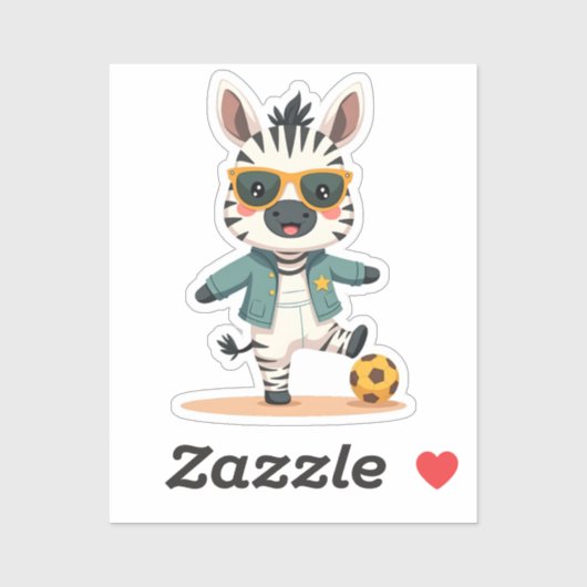 Speelse Voetbal Zebra | Kawaii Sportster Sticker (Vel)
